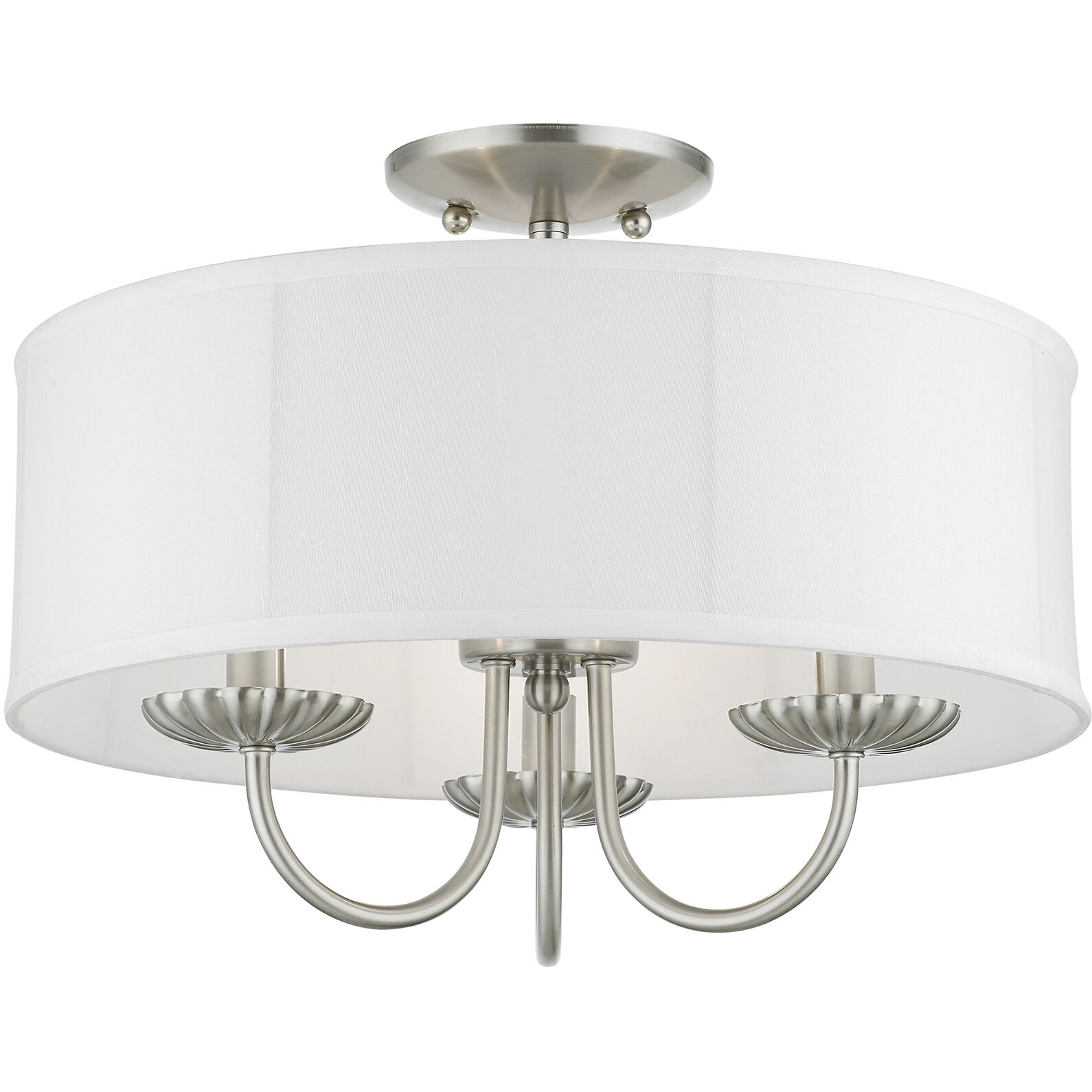 Brookdale 3 Light 16 inch Brushed Nickel Semi-Flush Mount Ceiling Light