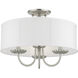 Brookdale 3 Light 16 inch Brushed Nickel Semi-Flush Mount Ceiling Light