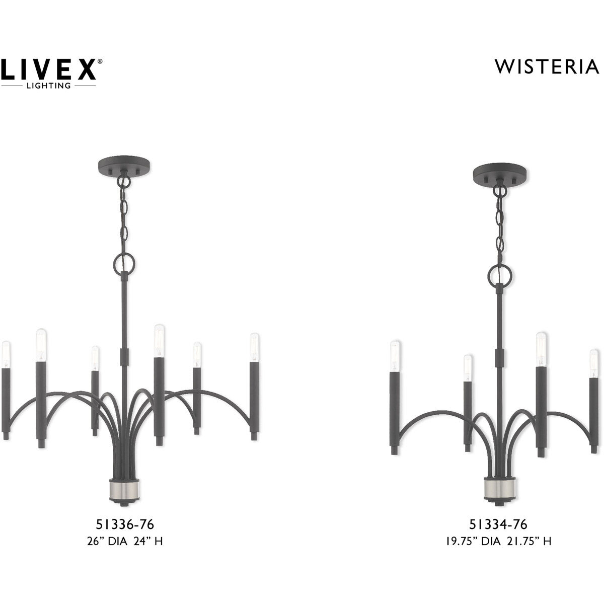 Wisteria 6 Light 26 inch Scandinavian Gray Chandelier Ceiling Light