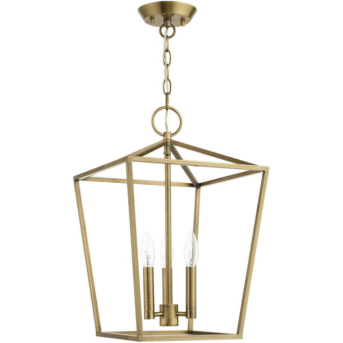 Devone 3 Light 13 inch Antique Brass Convertible Semi Flush/Lantern Ceiling Light