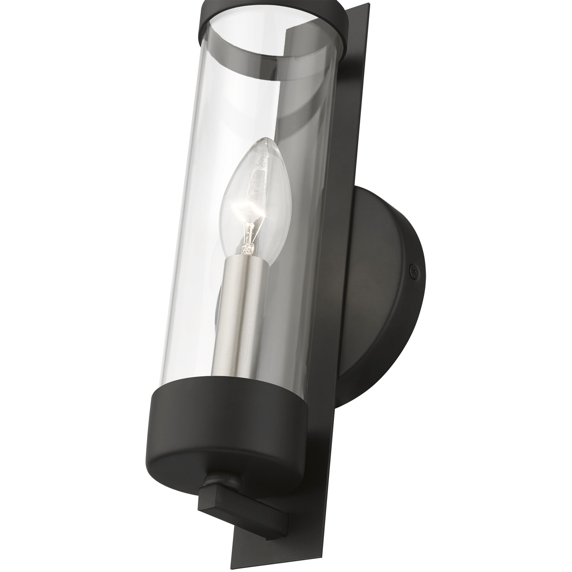 Castleton 1 Light 5 inch Black with Brushed Nickel Candle Single Sconce Wall Light, Single