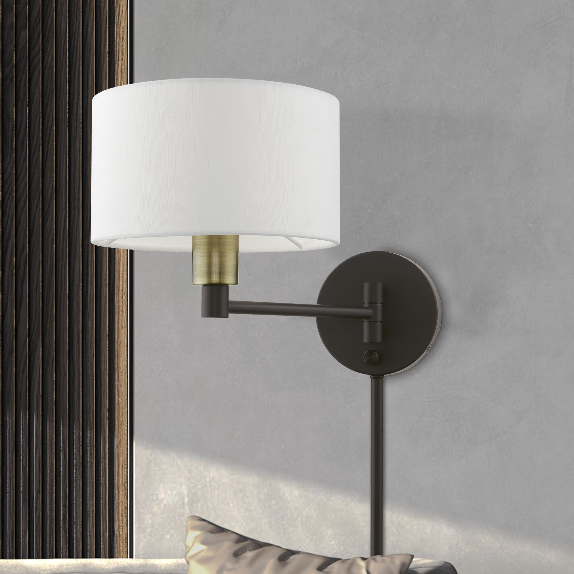 Allison 15 inch 60.00 watt Bronze with Antique Brass Accent Swing Arm Wall Lamp Wall Light