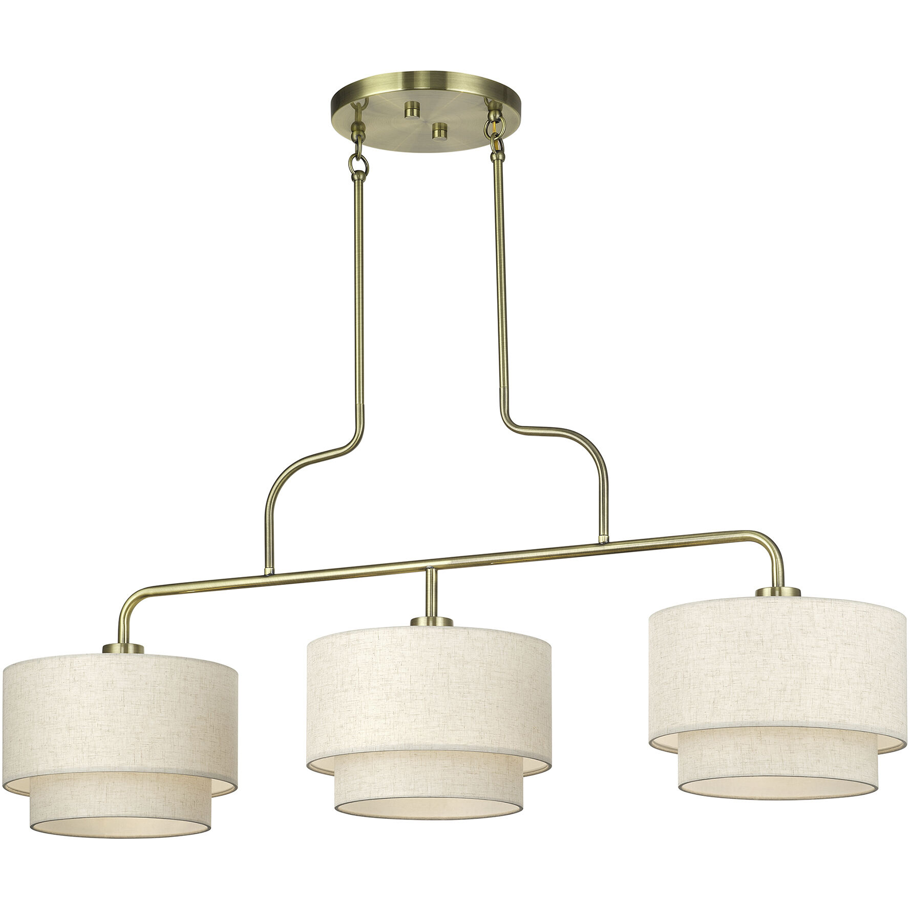 Manorwood 3 Light 48 inch Antique Brass Linear Chandelier Ceiling Light, Extra Large