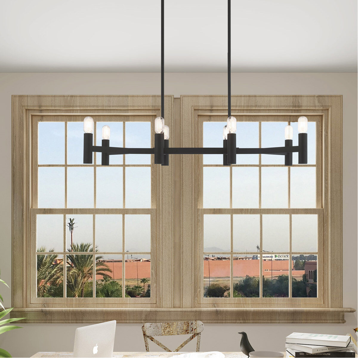 Copenhagen 8 Light 40 inch Black Linear Chandelier Ceiling Light