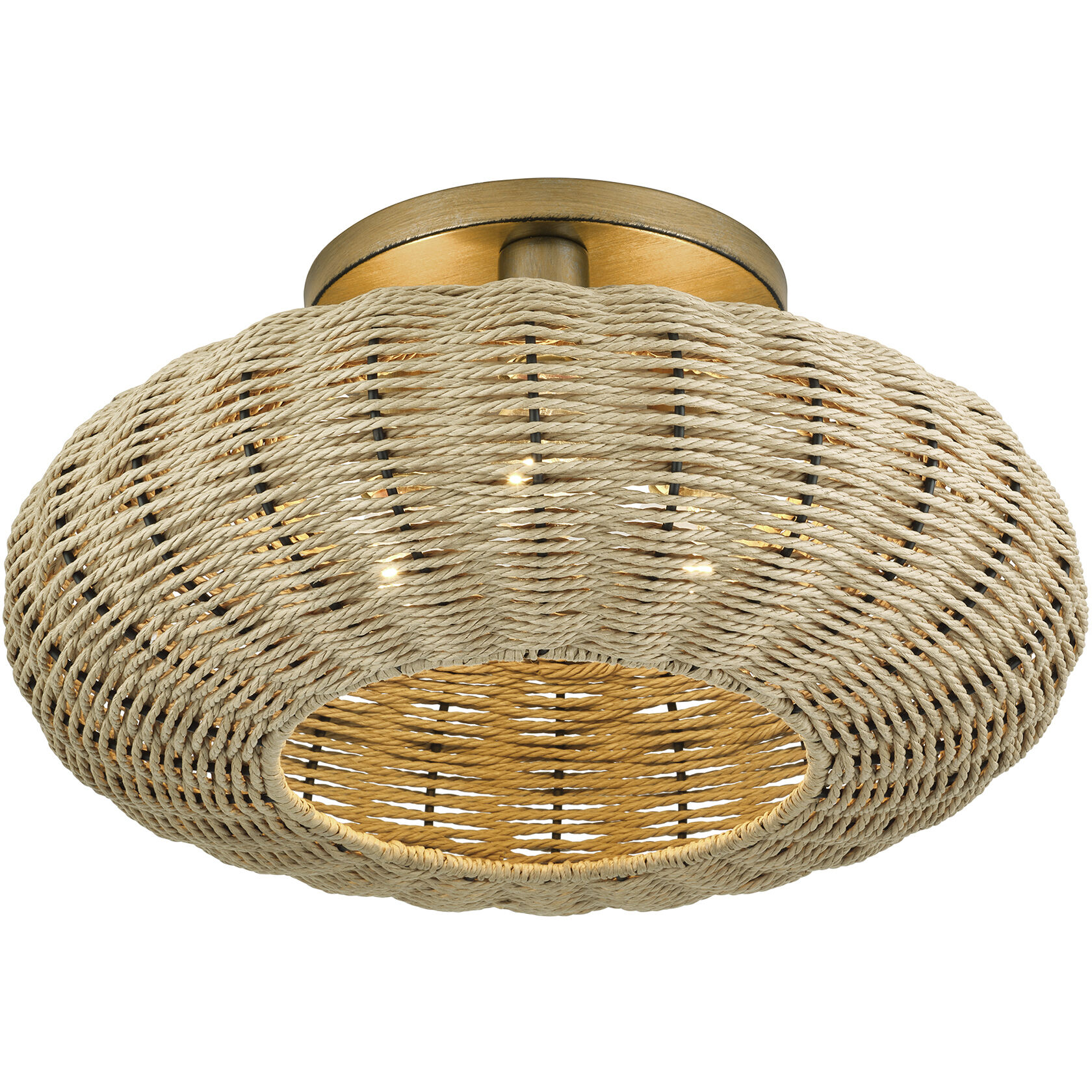 Summervine 3 Light 18 inch Antique Gold Leaf Semi Flush Mount Ceiling Light, Large