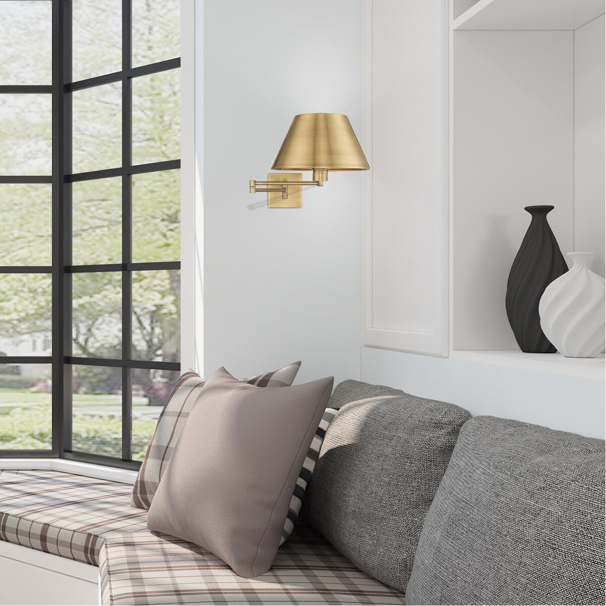 Allison 25 inch 100.00 watt Antique Brass Swing Arm Wall Lamp Wall Light