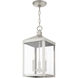Nyack 3 Light 8.25 inch Brushed Nickel Outdoor Pendant Lantern