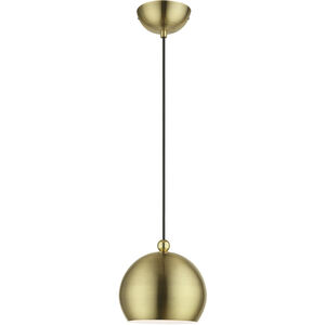 Stockton 1 Light 8 inch Antique Brass with Polished Brass Accents Mini Pendant Ceiling Light, Globe