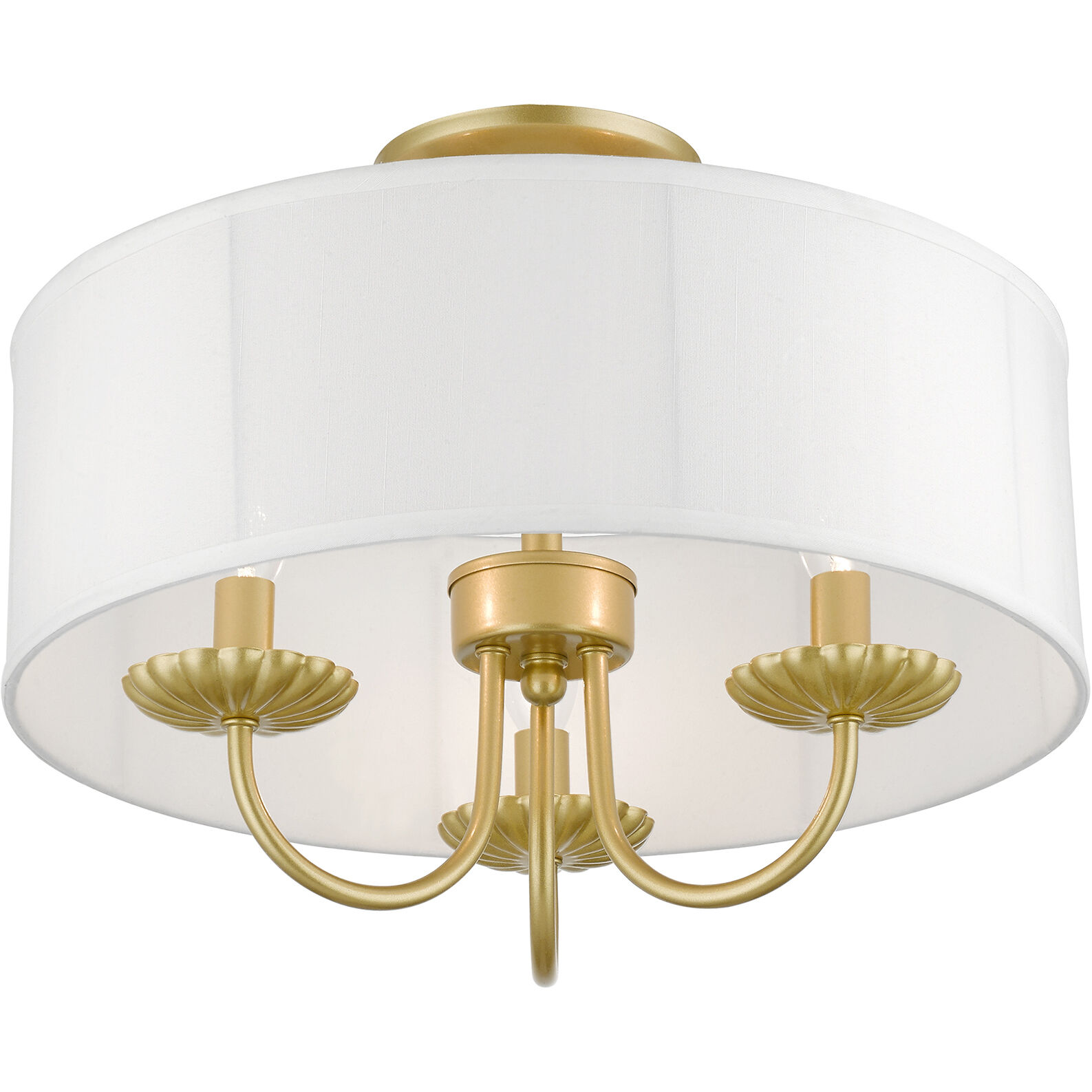 Brookdale 3 Light 16 inch Soft Gold Semi-Flush Mount Ceiling Light