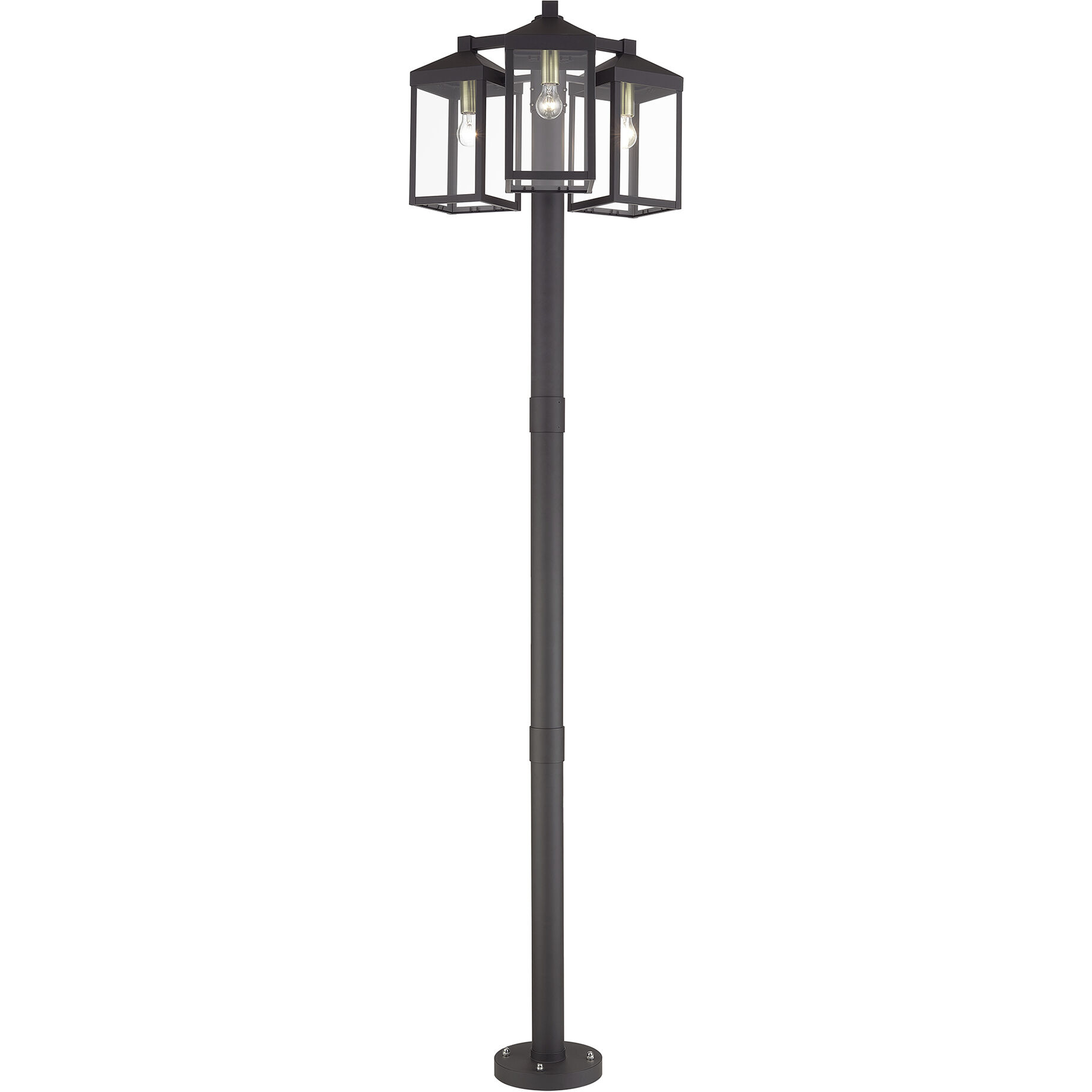 Nyack 3 Light 96.25 inch Bronze with Antique Brass Accents Outdoor 3 Head Post Light
