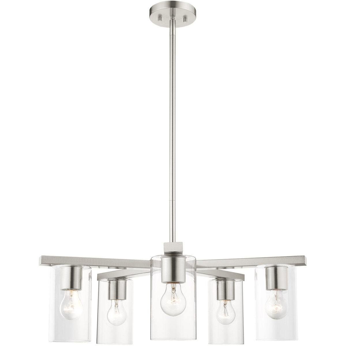 Zurich 5 Light 26 inch Brushed Nickel Chandelier Ceiling Light
