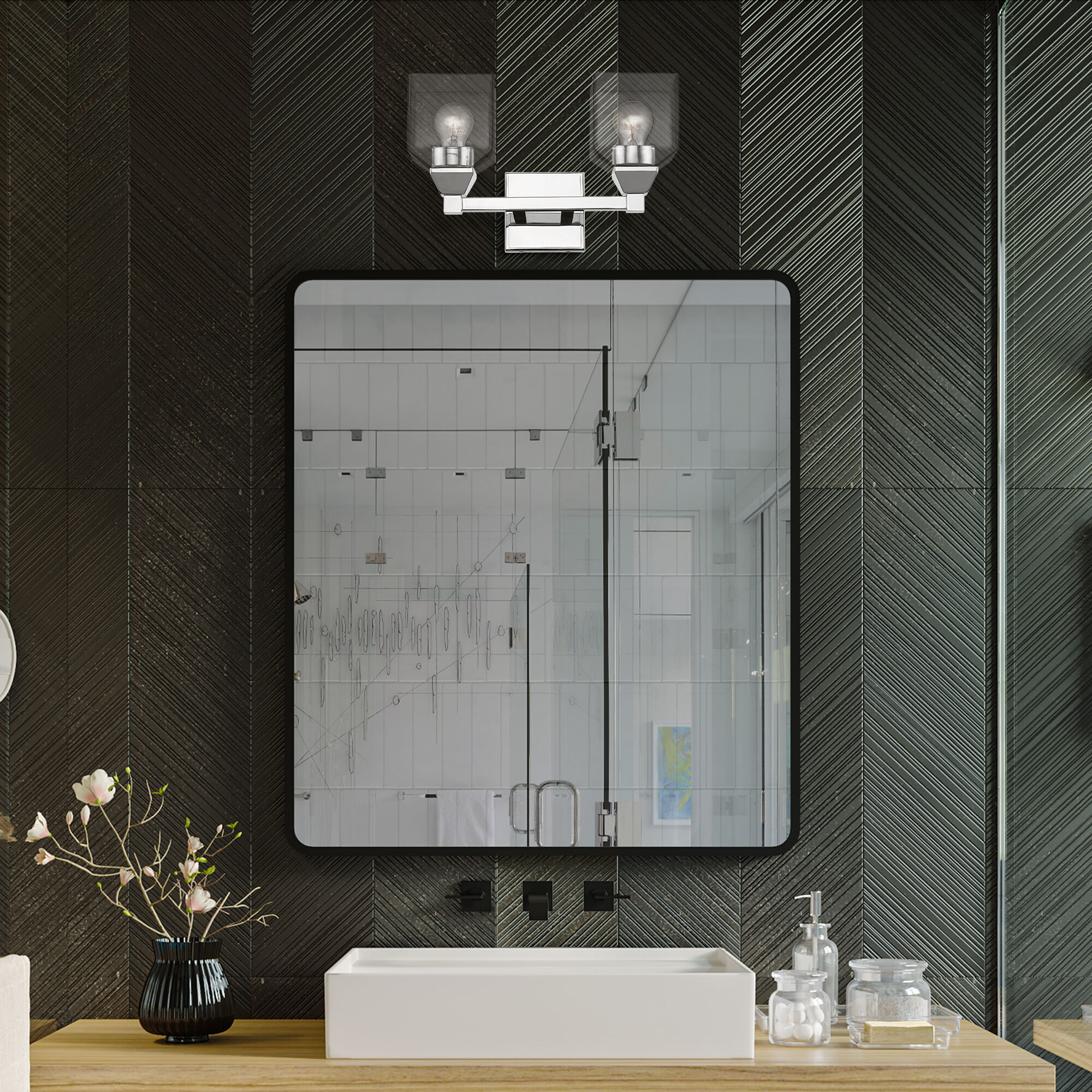 Aragon 2 Light 15 inch Polished Chrome Vanity Sconce Wall Light