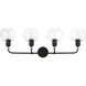Downtown 4 Light 36 inch Black with Brushed Nickel Accents Vanity Sconce Wall Light, Large, Sphere