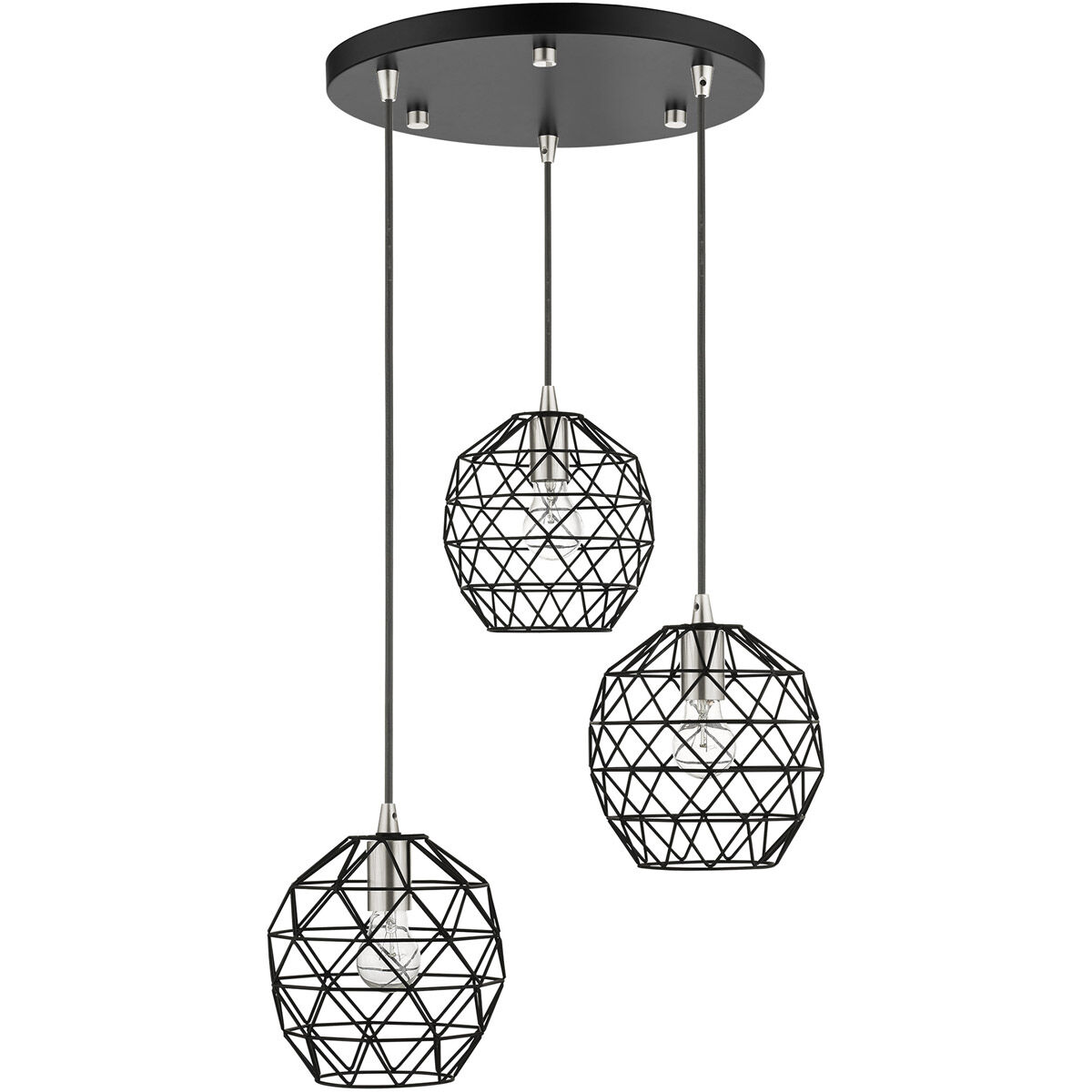 Geometrix 3 Light 20 inch Black Pendant Ceiling Light