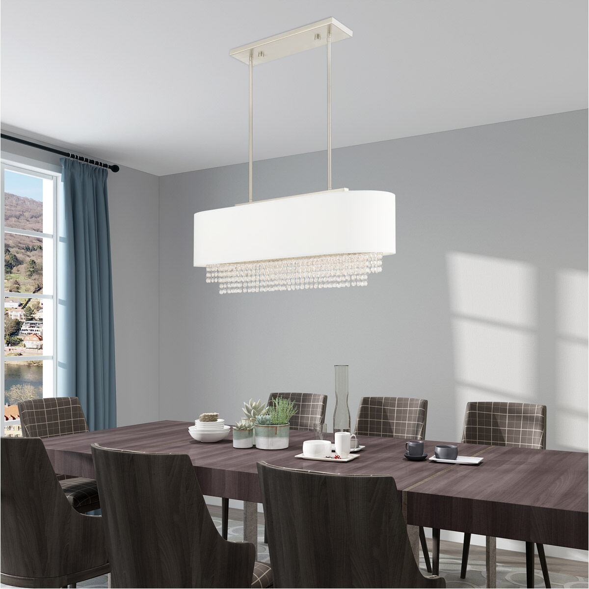 Carlisle 3 Light 31 inch Brushed Nickel Linear Chandelier Ceiling Light