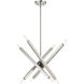 Monaco 8 Light 23 inch Brushed Nickel with Black Chrome Finish Accent Chandelier Ceiling Light