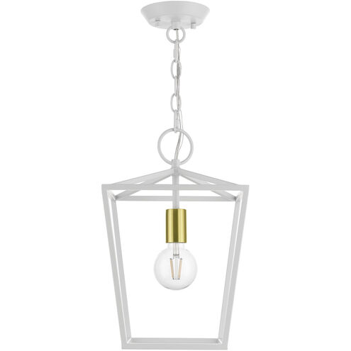 Devone 1 Light 10 inch White with Satin Brass Accent Pendant Lantern Ceiling Light