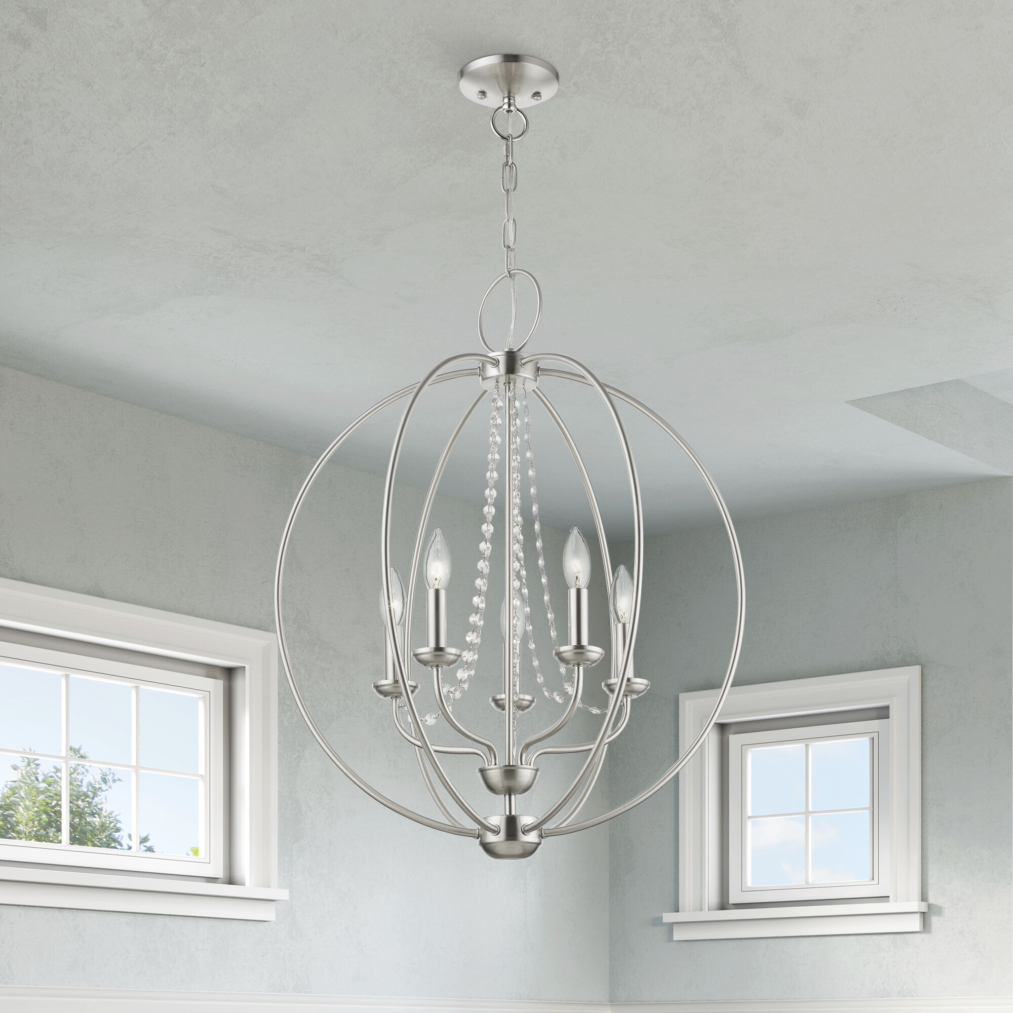 Arabella 5 Light 22 inch Brushed Nickel Chandelier Ceiling Light, Globe