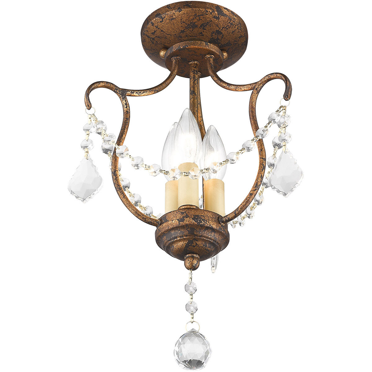 Chesterfield 3 Light 10 inch Hand Applied Venetian Golden Bronze Convertible Mini Pendant/Ceiling Mount Ceiling Light