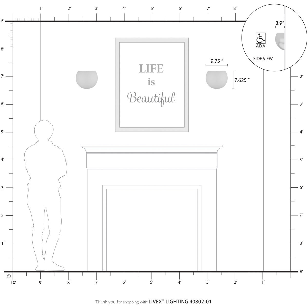 Piedmont 1 Light 10 inch Antique Brass ADA Wall Sconce Wall Light