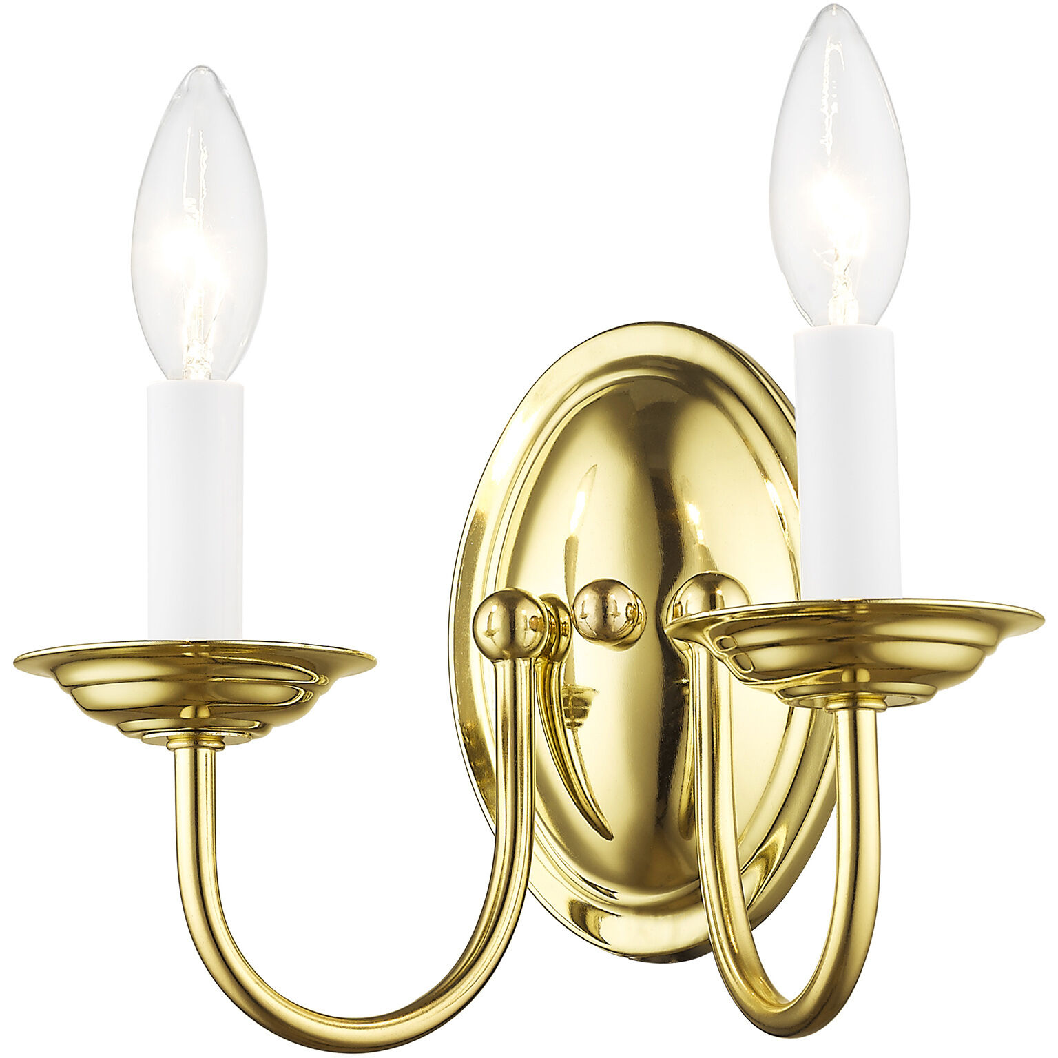 Home Basics 2 Light 10 inch Polished Brass Wall Sconce Wall Light