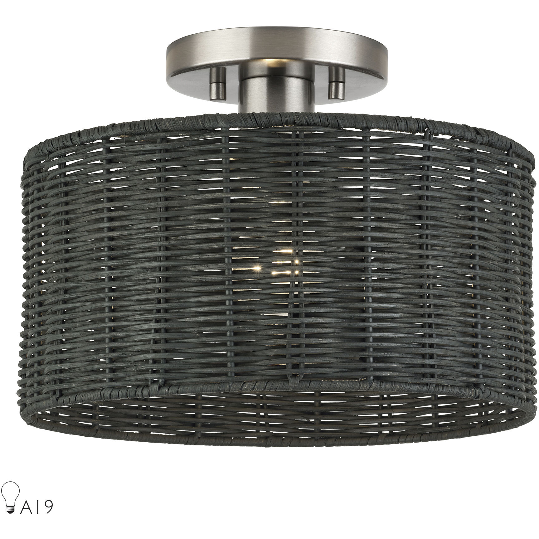 Weavington 1 Light 12 inch Brushed Nickel Semi Flush Mount Ceiling Light, Medium