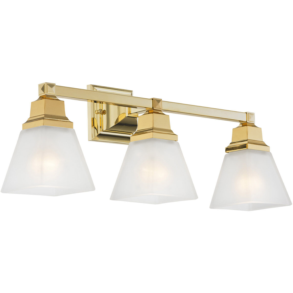 Mission 3 Light 25 inch Polished Brass Bath Vanity Wall Light