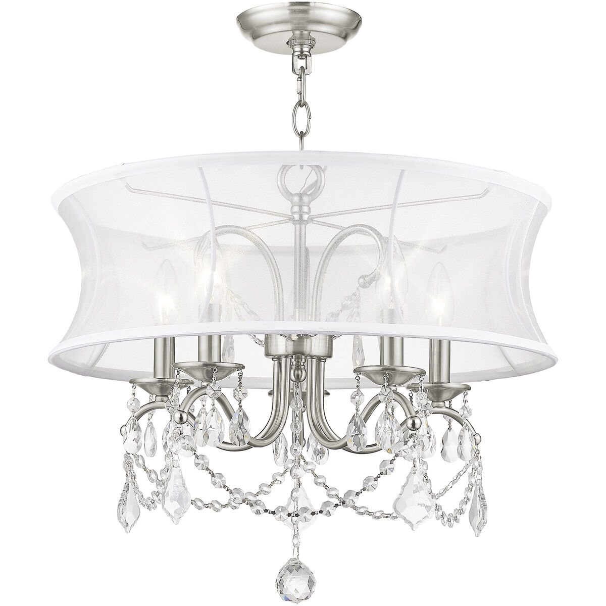 Newcastle 5 Light 20 inch Brushed Nickel Chandelier Ceiling Light