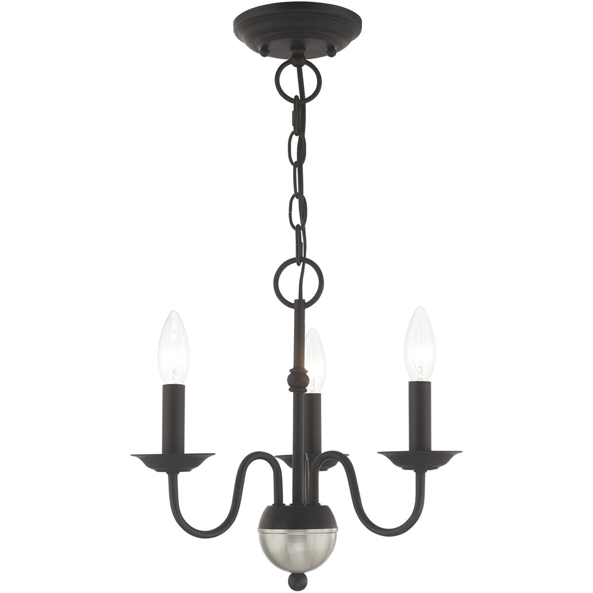 Windsor 3 Light 14 inch Black Mini Chandelier Ceiling Light