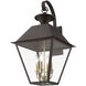 Wentworth 4 Light 28 inch Bronze with Antique Brass Finish Cluster Outdoor Extra Wall Lantern, Extra Large