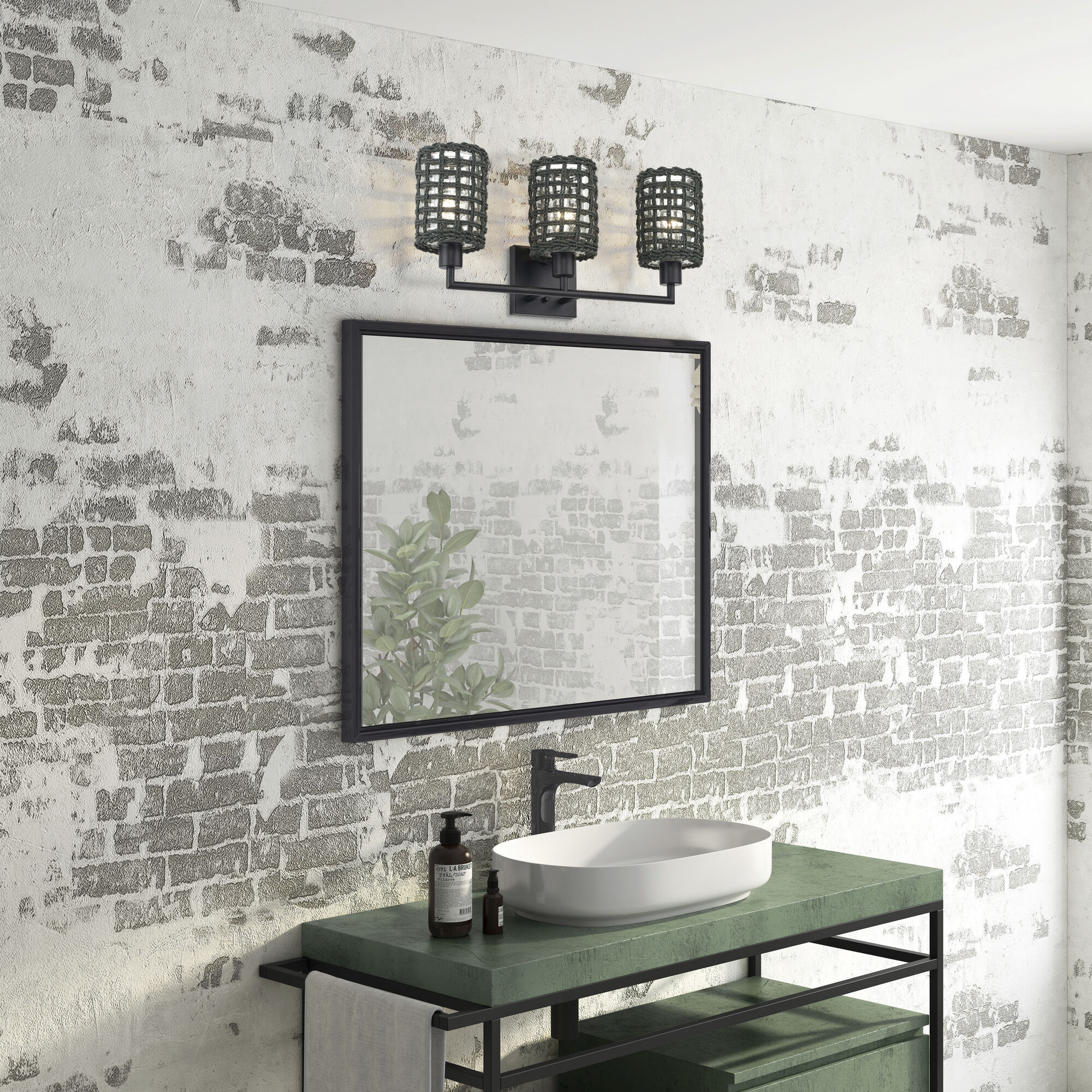 Twinewell 3 Light 23 inch Black Vanity Wall Sconce Wall Light