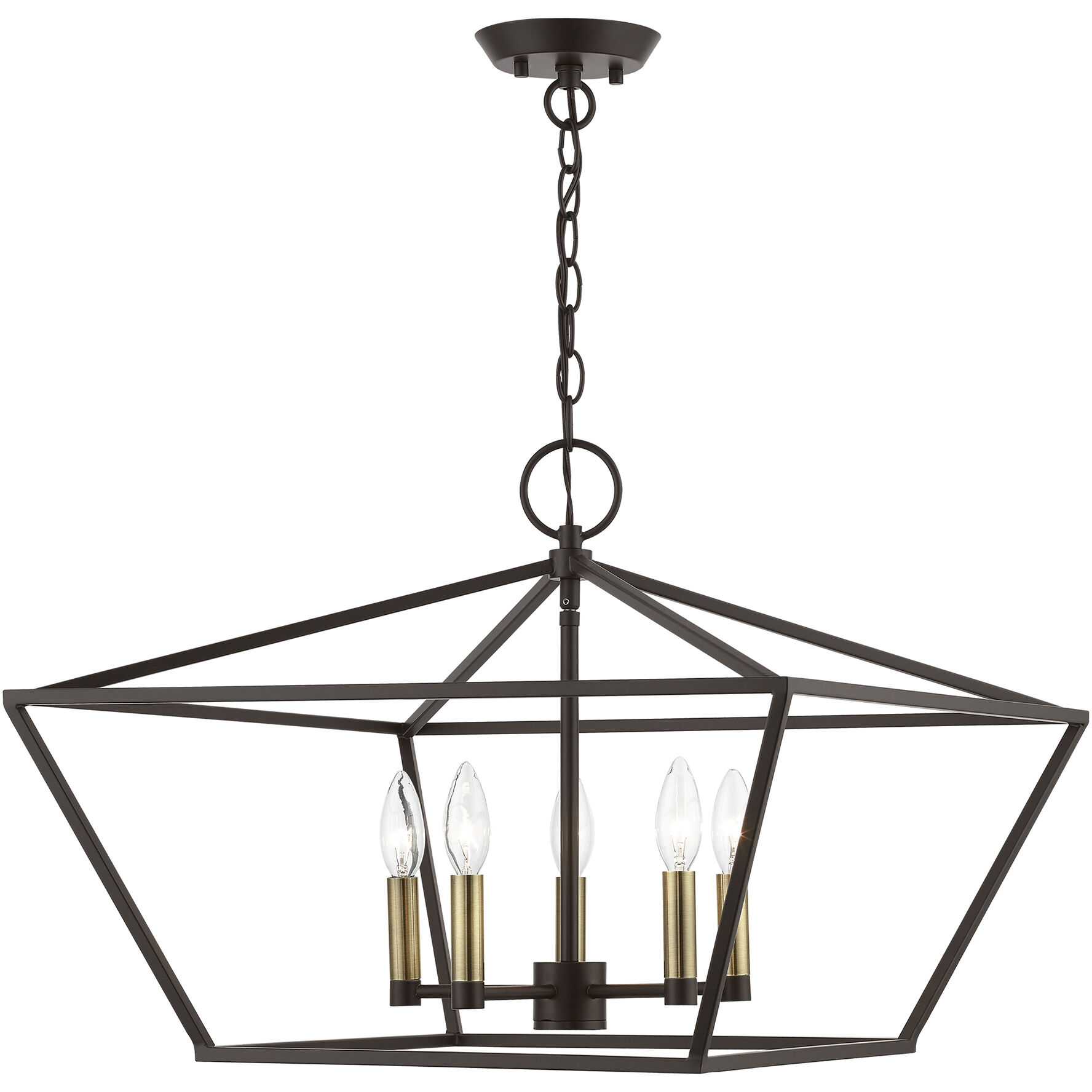 Devone 5 Light 22 inch Bronze with Antique Brass Accents Chandelier Ceiling Light