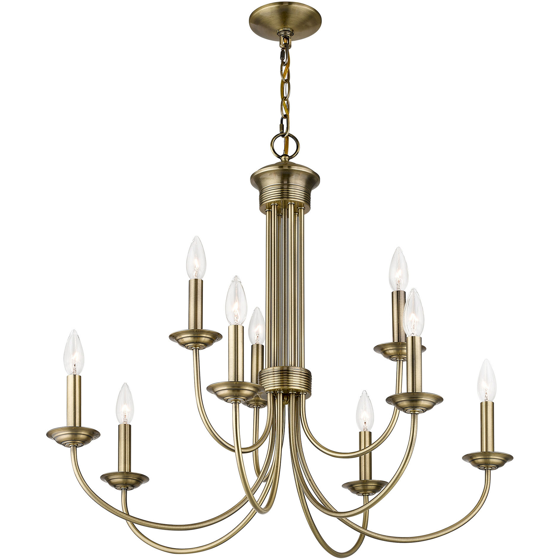 Estate 9 Light 30 inch Antique Brass Chandelier Ceiling Light