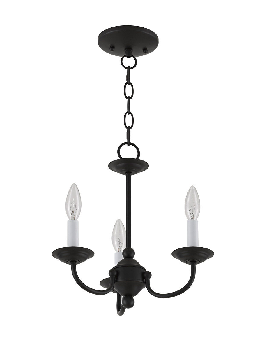 Home Basics 3 Light 14 inch Black Mini Chandelier Ceiling Light