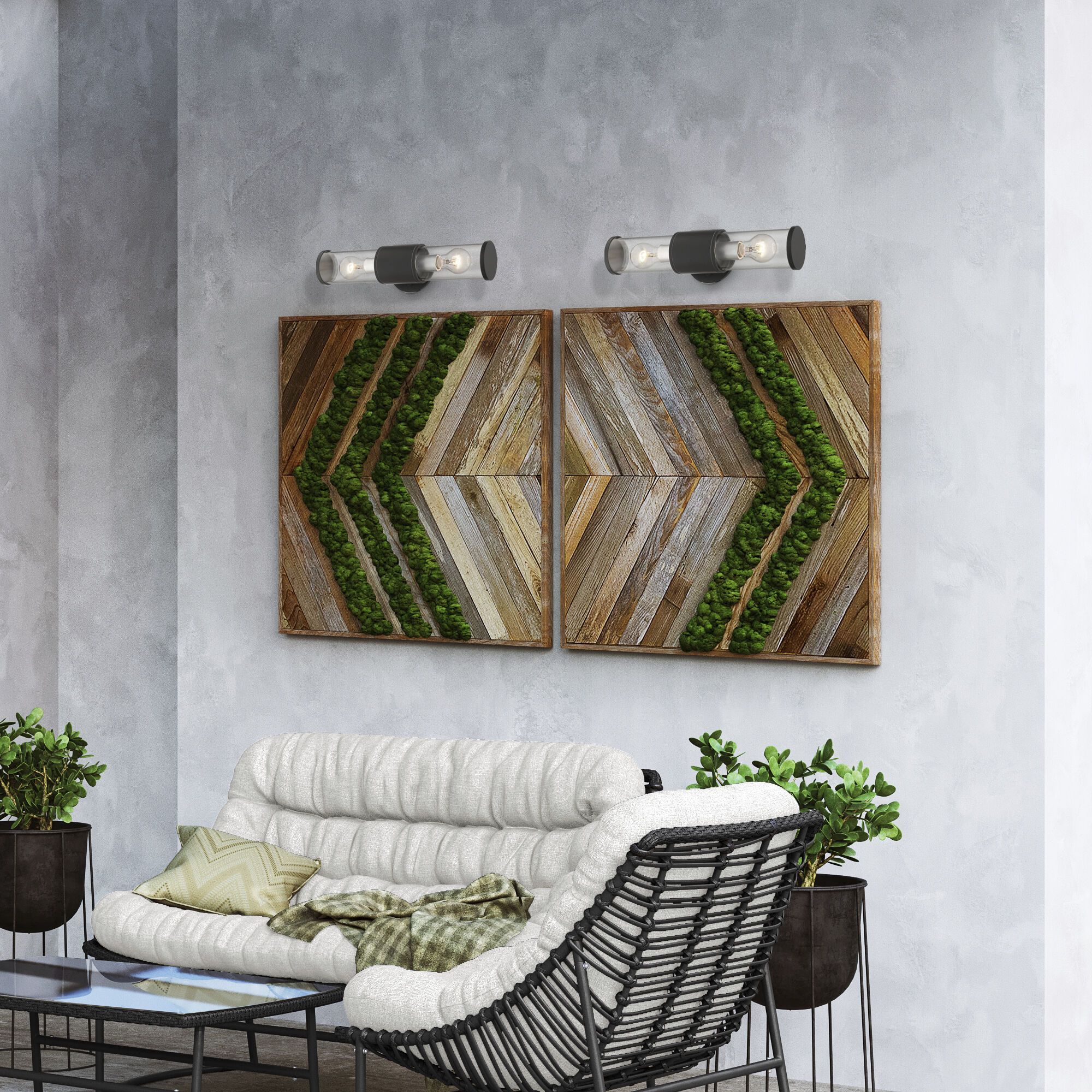 Atlantic 2 Light 17 inch Textured Black with Antique Silver Finish Accents ADA Outdoor Large ADA Wall Lantern Wall Light