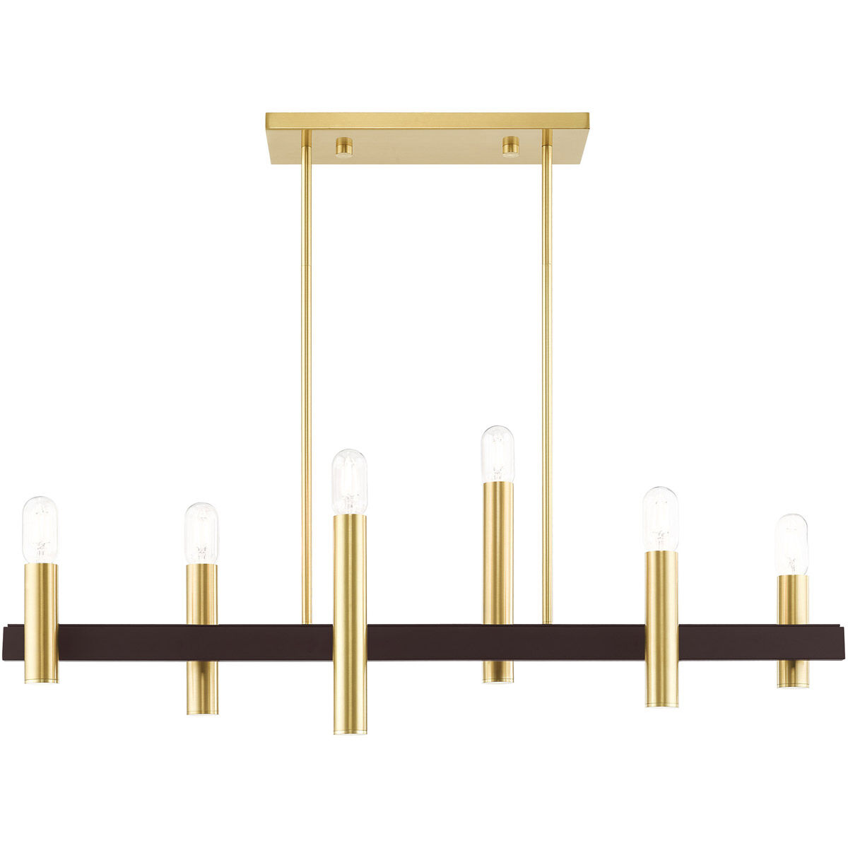 Helsinki 6 Light 8 inch Satin Brass with Bronze Accents Chandelier Ceiling Light
