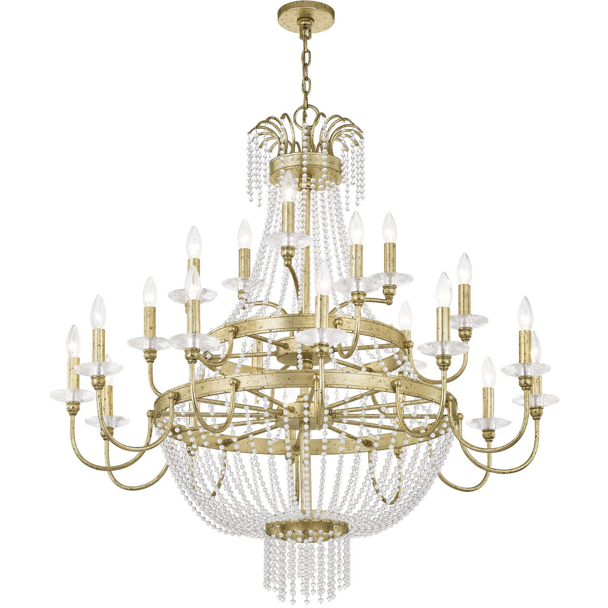 Valentina 21 Light 42 inch Hand Applied Winter Gold Foyer Chandelier Ceiling Light