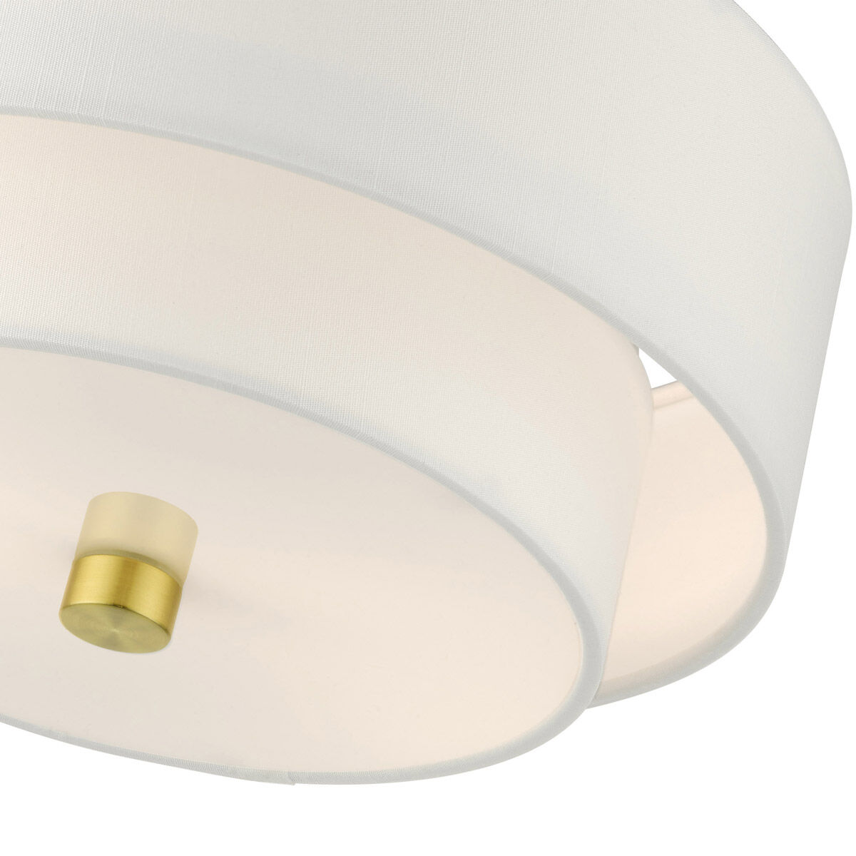 Meridian 2 Light 13 inch Satin Brass Semi Flush Ceiling Light