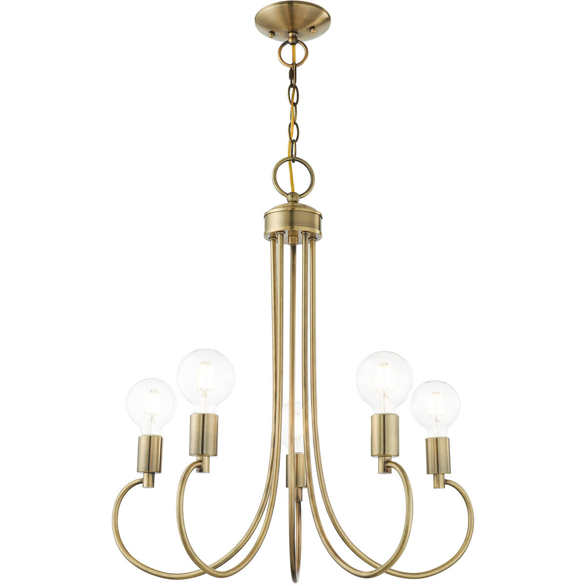 Bari 5 Light 25 inch Antique Brass Chandelier Ceiling Light