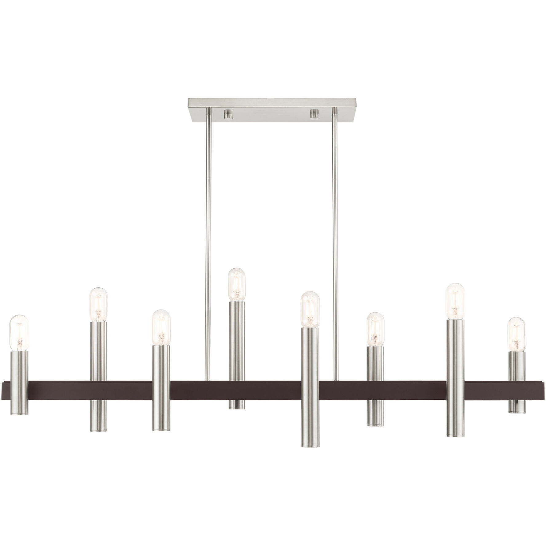 Helsinki 8 Light 10 inch Brushed Nickel with Bronze Accents Chandelier Ceiling Light