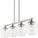 Willow 4 Light 36 inch Brushed Nickel Linear Chandelier Ceiling Light