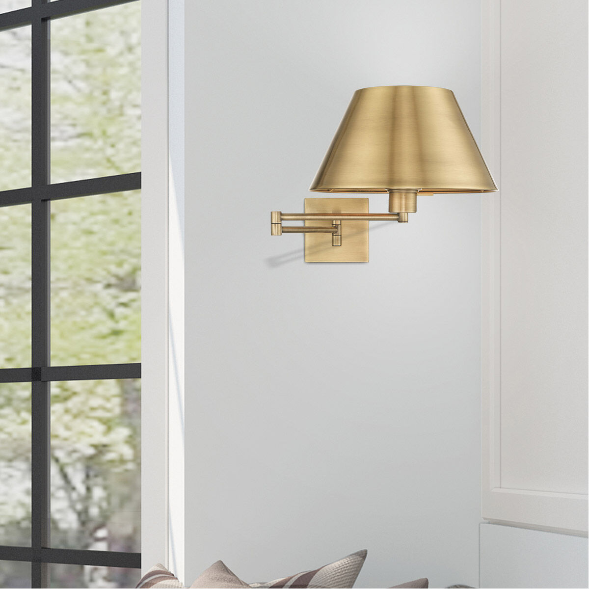 Allison 25 inch 100.00 watt Antique Brass Swing Arm Wall Lamp Wall Light