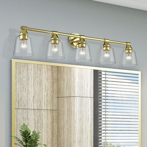 Catania 5 Light 42 inch Polished Brass Vanity Wall Sconce Wall Light, Large