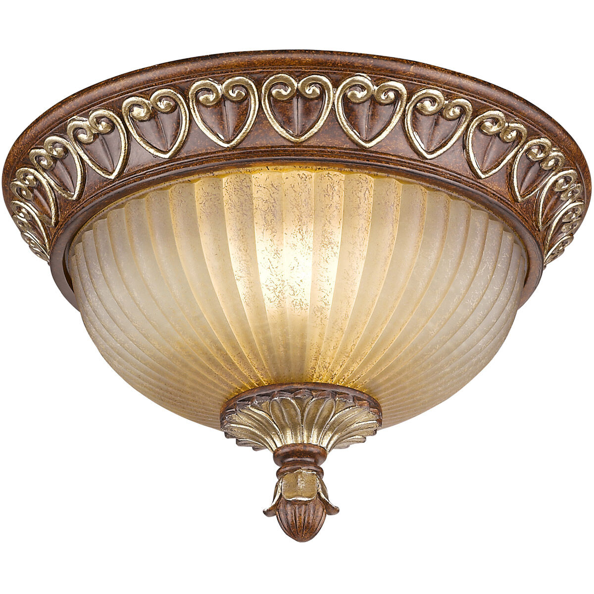 Villa Verona 2 Light 11 inch Verona Bronze with Aged Gold Leaf Accents Flush Mount Ceiling Light