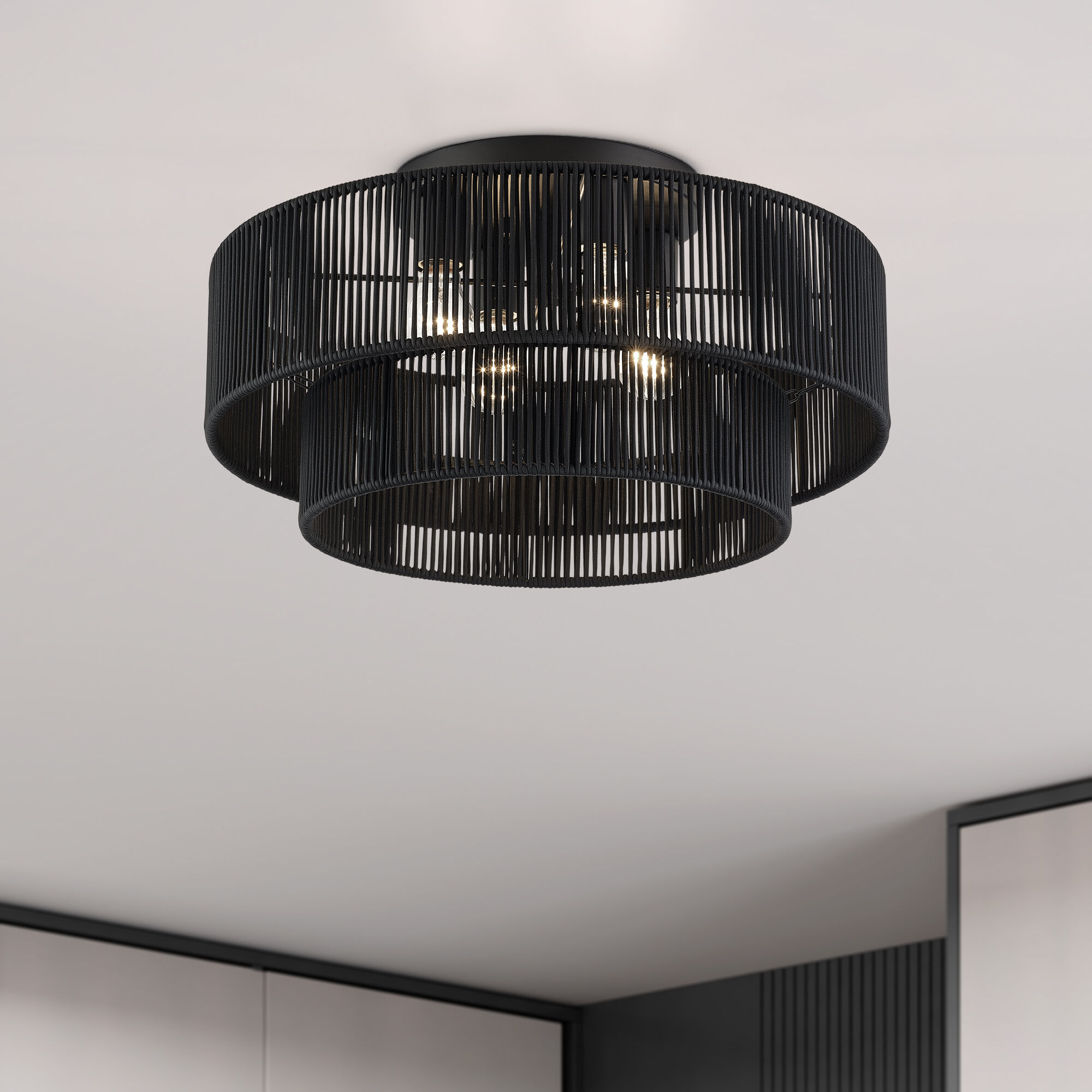 Acordia 4 Light 21 inch Black Semi Flush Mount Ceiling Light, Extra Large
