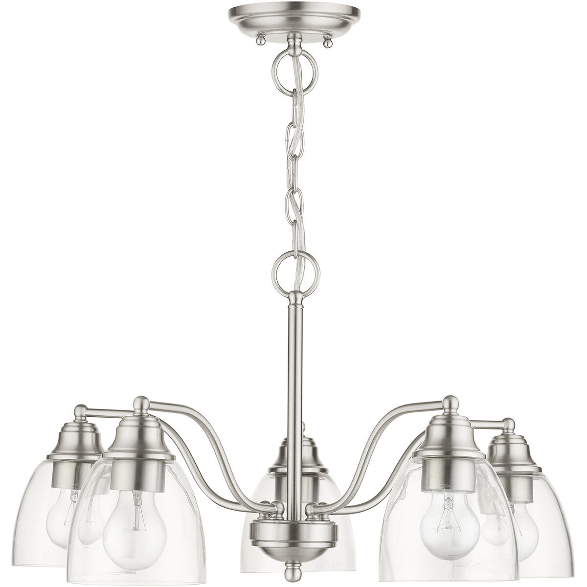 Montgomery 5 Light 24 inch Brushed Nickel Chandelier Ceiling Light
