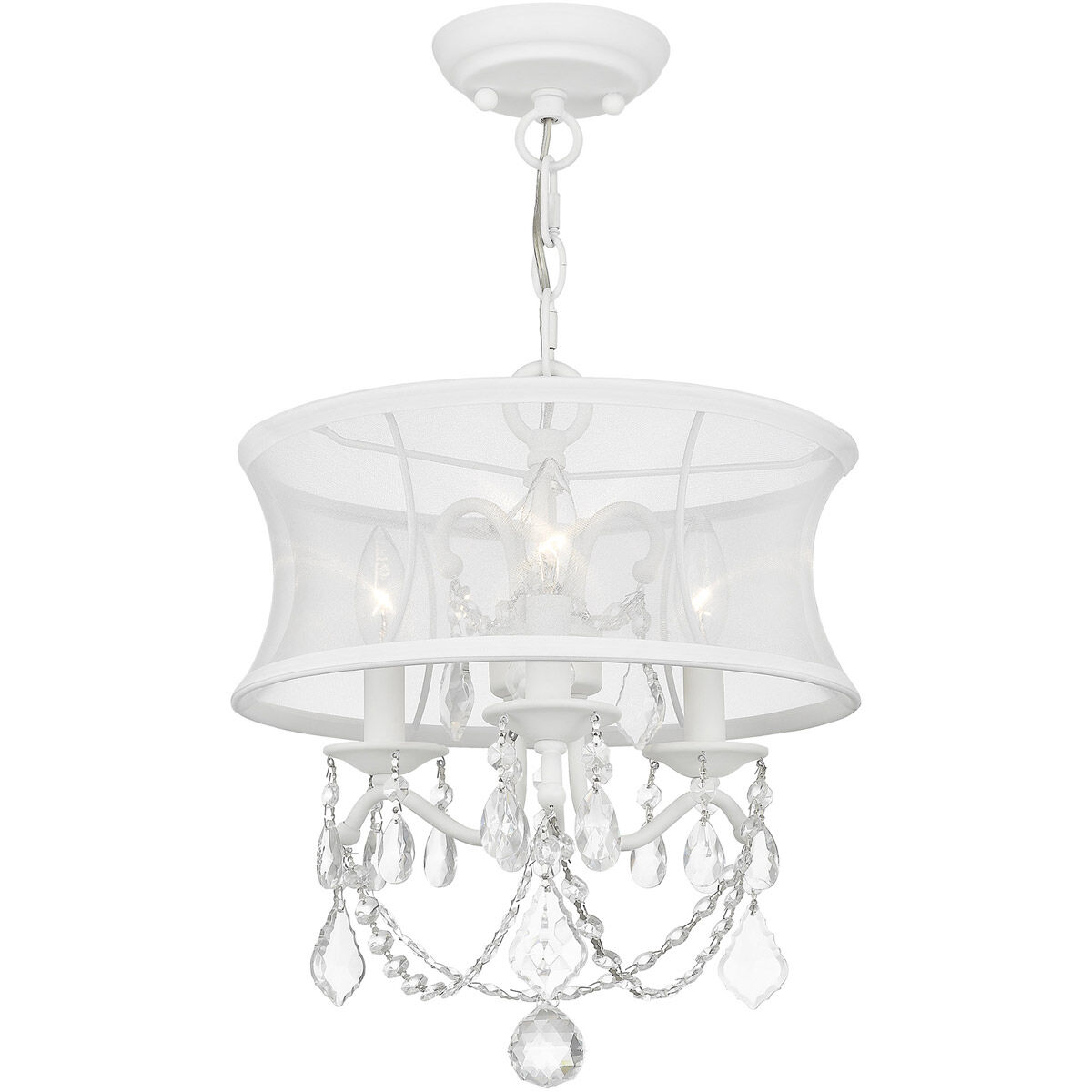 Newcastle 3 Light 13 inch White Convertible Mini Chandelier/Ceiling Mount Ceiling Light