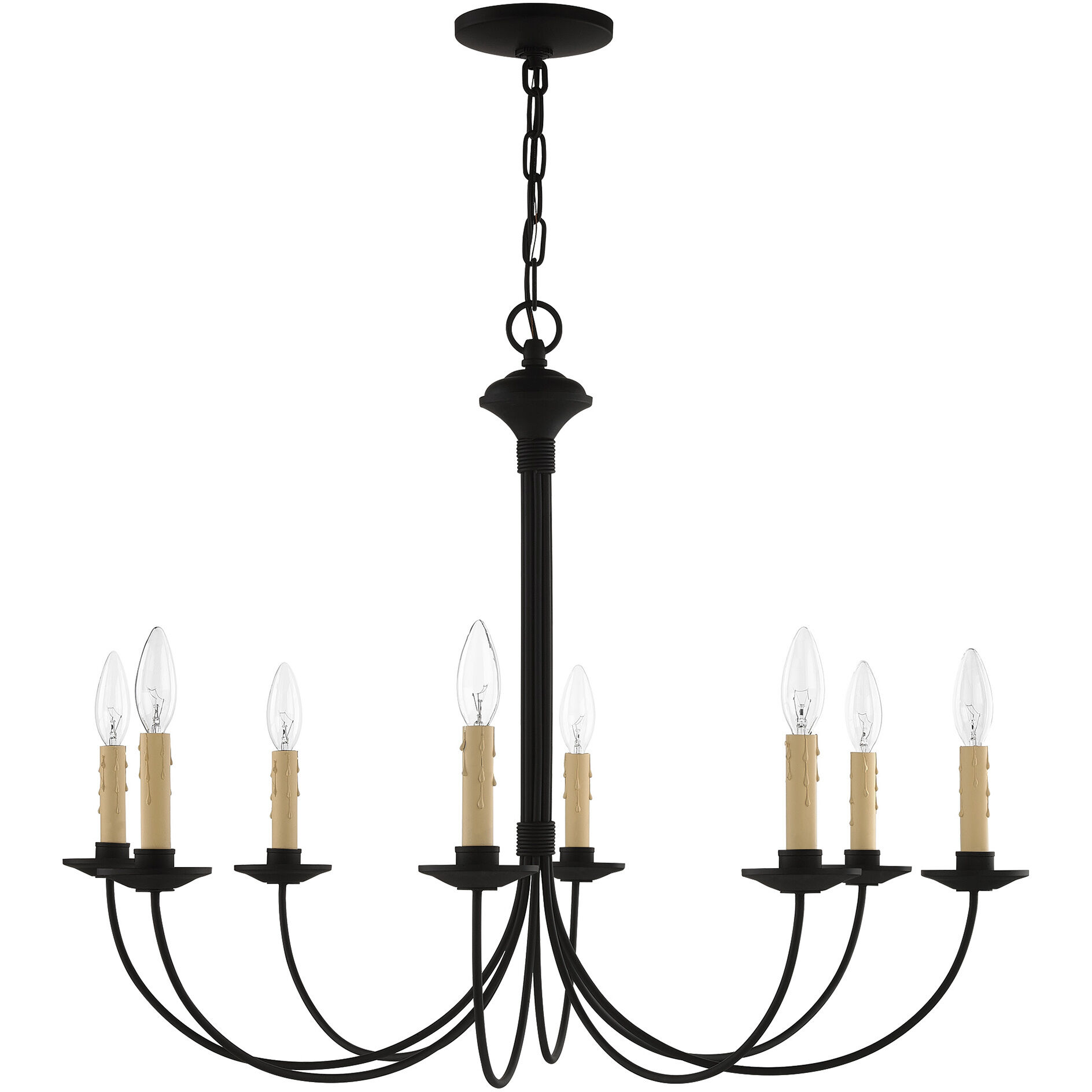 Heritage 8 Light 30 inch Black Chandelier Ceiling Light