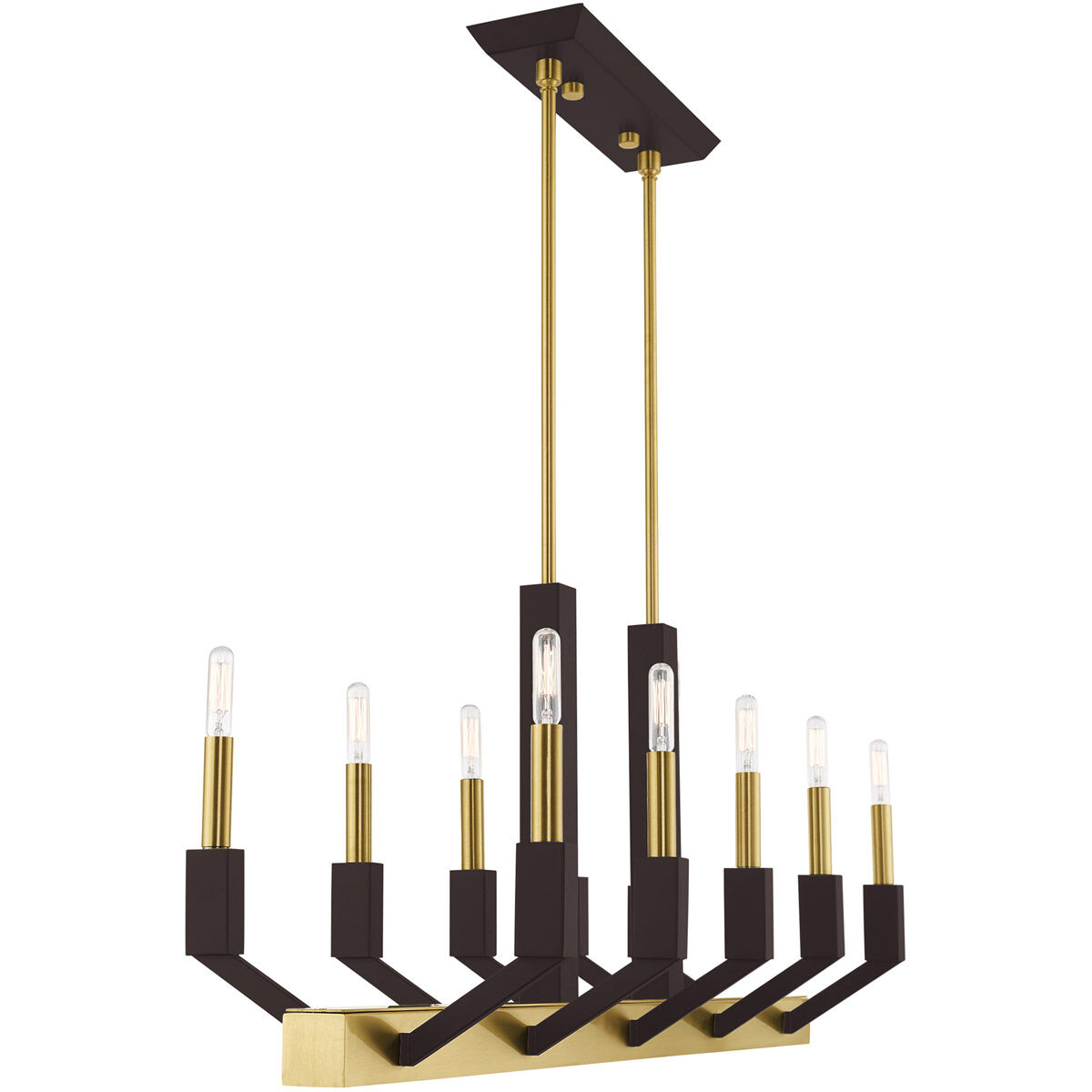 Beckett 10 Light 40 inch Satin Brass & Bronze Linear Chandelier Ceiling Light
