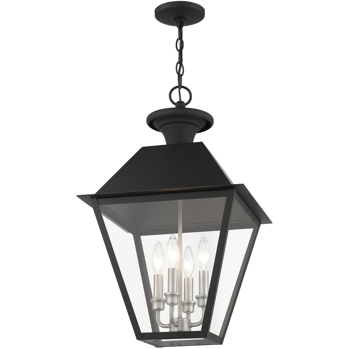 Mansfield 4 Light 15 inch Black Outdoor Pendant Lantern